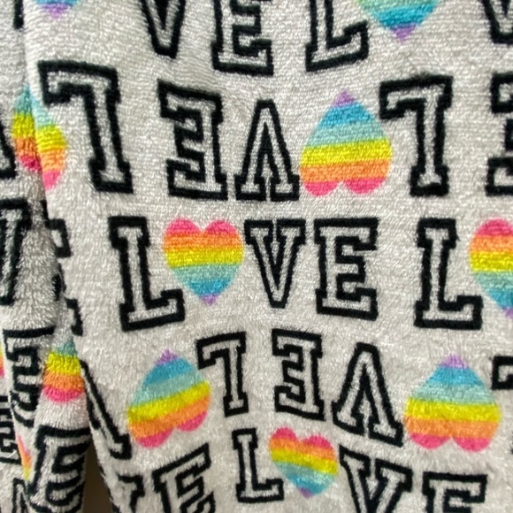 Girl’s Extra Large, XL, Fleece Pants, Rainbow, Heart, LOVE - Picture 1 of 4